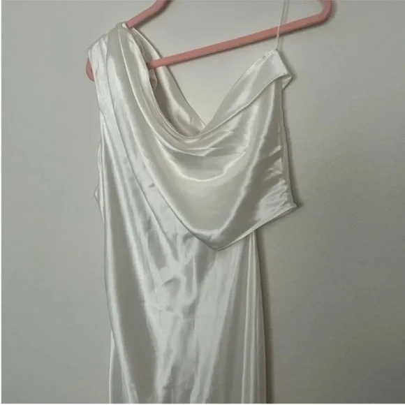 Acler Boise Satin Asymmetrical One Shoulder Midi Dress White NWT -  coffeafoods.com